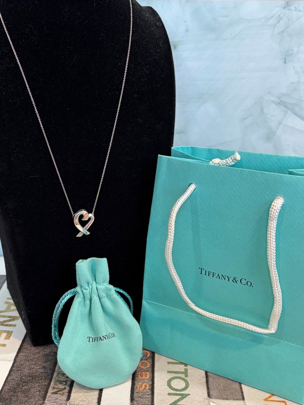 🩵Tiffany & Co. Loving Heart Ribbon 925 Silver Pendant Necklace - Paloma Picasso
